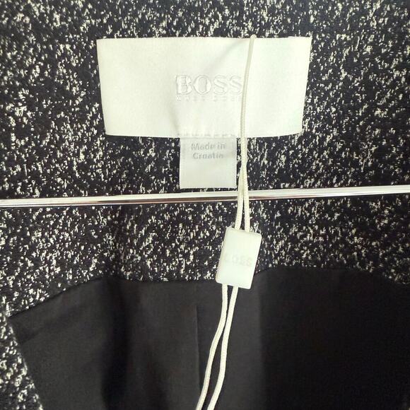 BOSS NWOT Jevanala Cropped Tweed Blazer Black White Workwear Business Office 4P - Picture 8 of 10